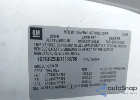 2007 GMC Savana Work Van z USA, uszkodzony, nr VIN 1GTGG25U971138786